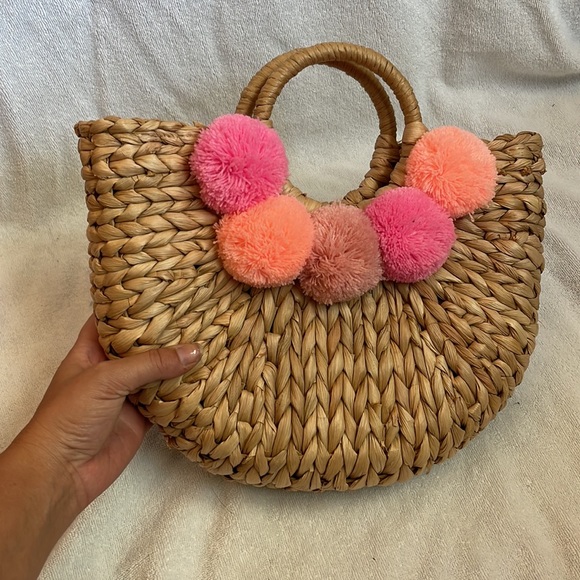 Pompom straw beach bag - Picture 4 of 6